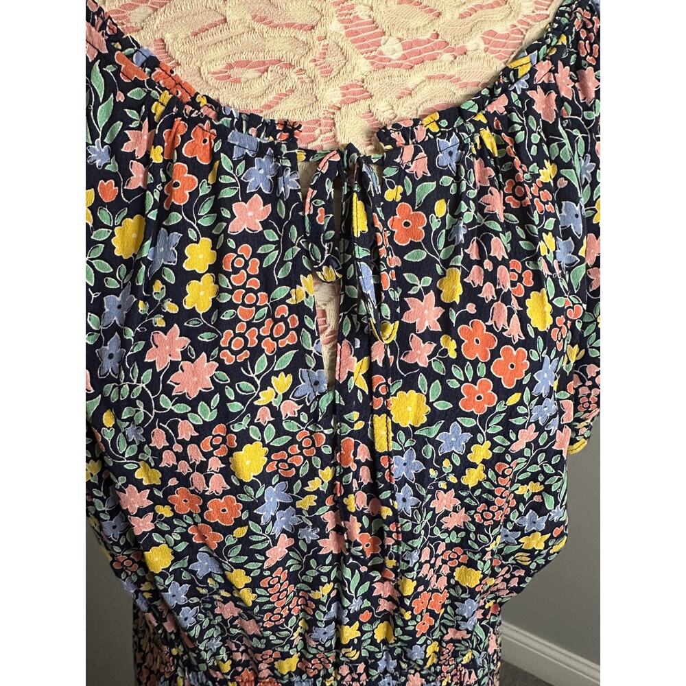 NWT Talbots Womens Ditsy Floral Colorful Dress Size 16 Flutter Sleeve Ruffle - Picture 9 of 9